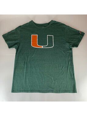 Miami Hurricanes NCAA Green League Short Sleeve Crewneck Shirt Mens XL